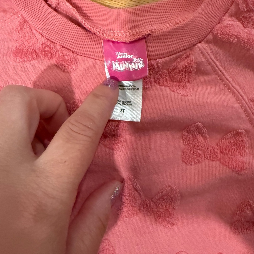 Disney Junior Minnie Mouse Bow Tie Coral Toddler Short Sleeve Short Apparel - Picture 4 of 6